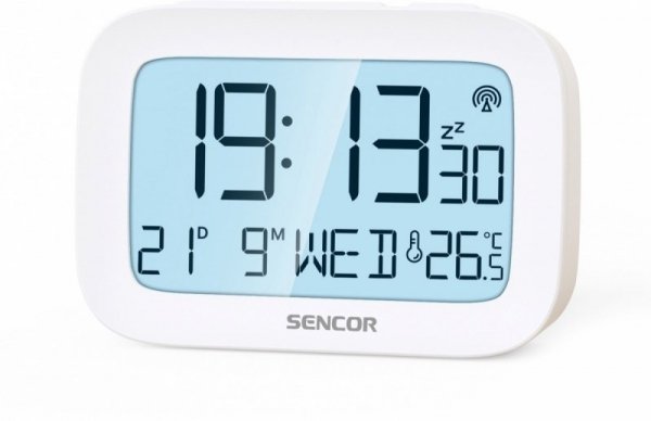 Sencor Budzik z termometrem, Zegar sterowany radiem DCF77