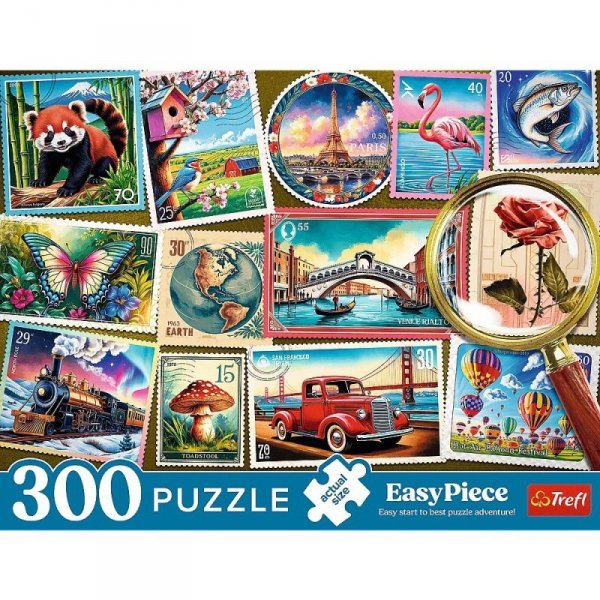 Trefl Puzzle 300 elementów EasyPiece Znaczki pocztowe; dla seniora