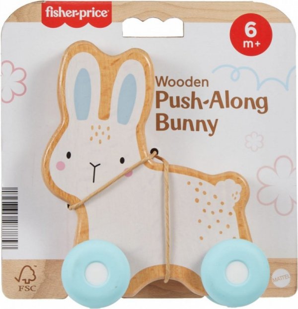 Fisher Price Drewniany króliczek na kółkach