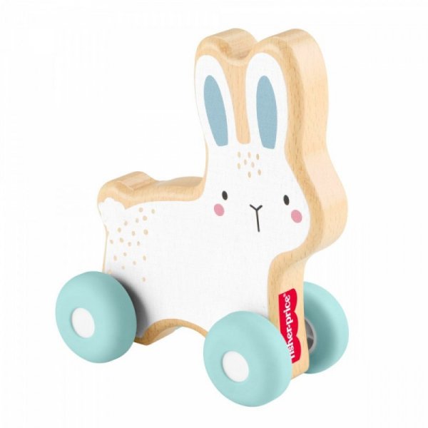 Fisher Price Drewniany króliczek na kółkach