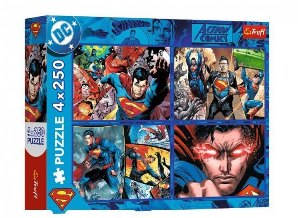 Trefl Puzzle 4x250 elementów Superman Odwaga