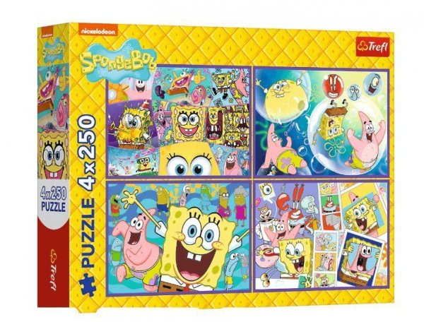 Trefl Puzzle 4x250 elementów SpongeBob Szalony świat
