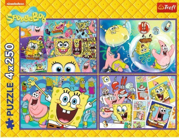 Trefl Puzzle 4x250 elementów SpongeBob Szalony świat