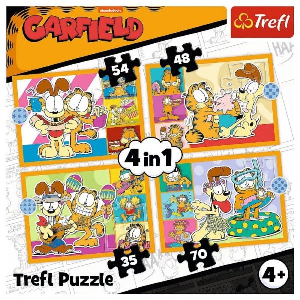 Trefl Puzzle 4w1 Garfield kocha lazanie