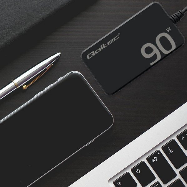 Qoltec Ładowarka sieciowa 90W GaN Fast SLIM | PD | 5-20V | 4.5A | USB-C 3.1 | Laptop | MacBook | Smartfon | +kabel