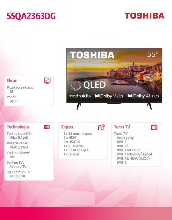 Toshiba Telewizor QLED 55 cali 55QA2363DG