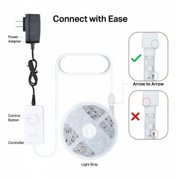 TP-LINK Taśma LED Smart Wi-Fi ze zmiennym kolorem                      SPEC: 2.4 GHz Wi-Fi, 802.11b/g/n, one 16.4 ft/5m RGB+IC L