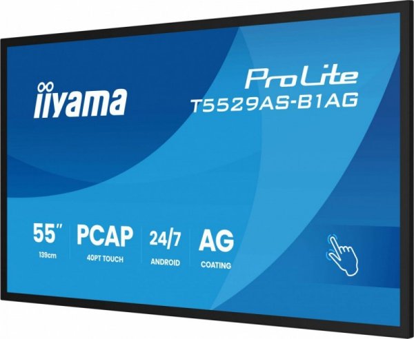IIYAMA Monitor 55 cali T5529AS-B1AG VA,4K,HDMIx2,USB-C,RJ45,2x10W,WiFi,     Android 14, Signal FailOver, Whiteboard, iiSignage2 