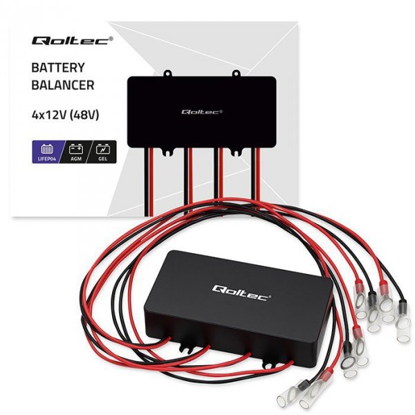 Qoltec Balanser napięcia 48V do akumulatorów 4x12V | 10A | LiFePO4 AGM  GEL