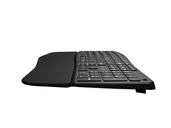 Klawiatura Ergonomczna PORIFERA, Slim, bezprzewodowa 2.4 GHz, BT 5.0,  podświetlana, czarna