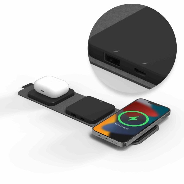 Mophie Snap+ travel charger - bezprzewodowa ładowarka podróżna kompatybilna z MagSafe (black)
