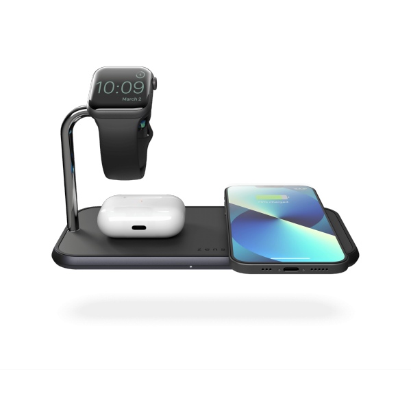 ZENS Dual+Watch - aluminiowa ładowarka bezprzewodowa do dwóch urządzeń oraz Apple Watch (black)