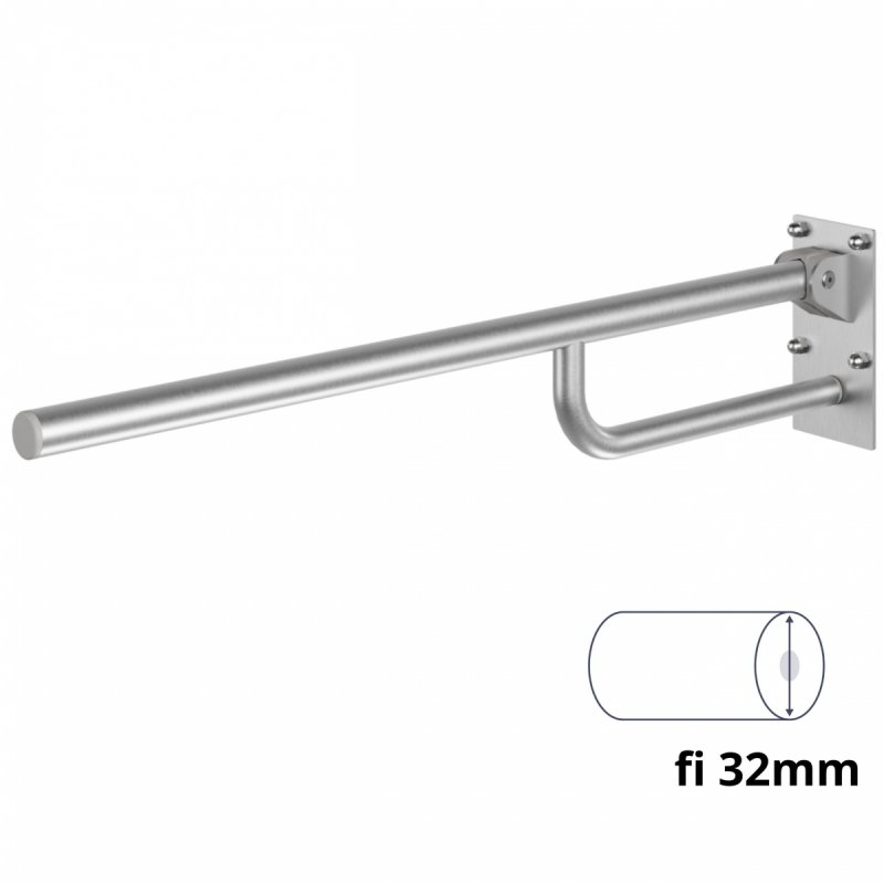 WC Klappgriff für barrierefreies Bad 80 cm aus rostfreiem Edelstahl ⌀ 32 mm MODULAR