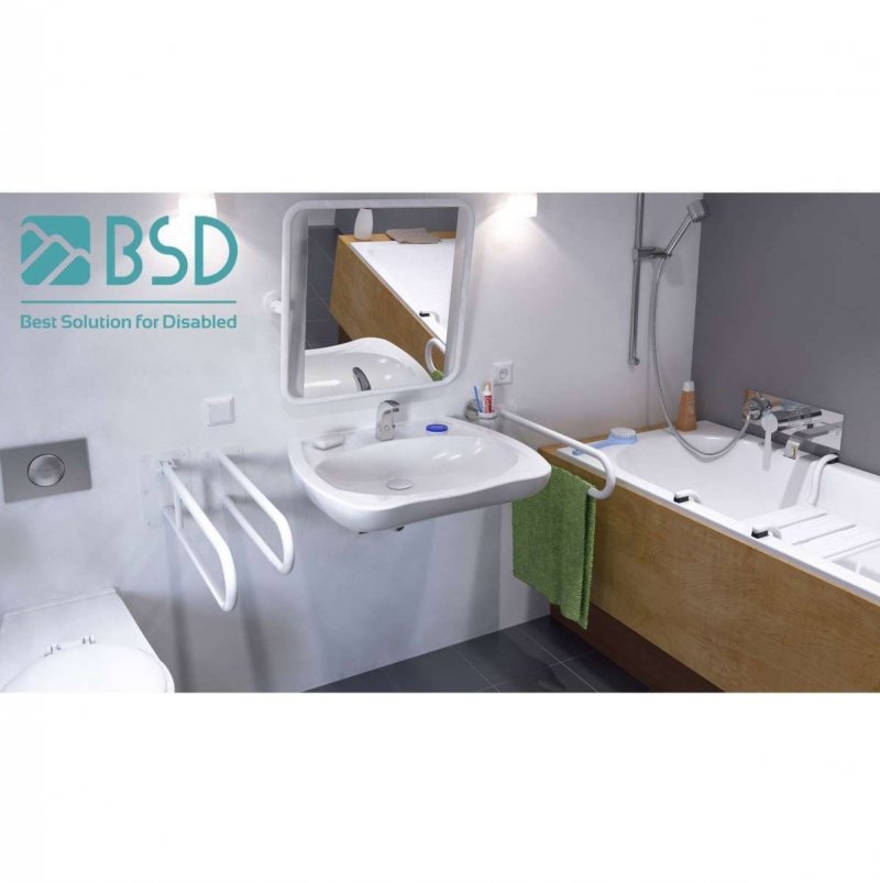 WC Klappgriff für barrierefreies Bad weiß 80 cm ⌀ 25 mm