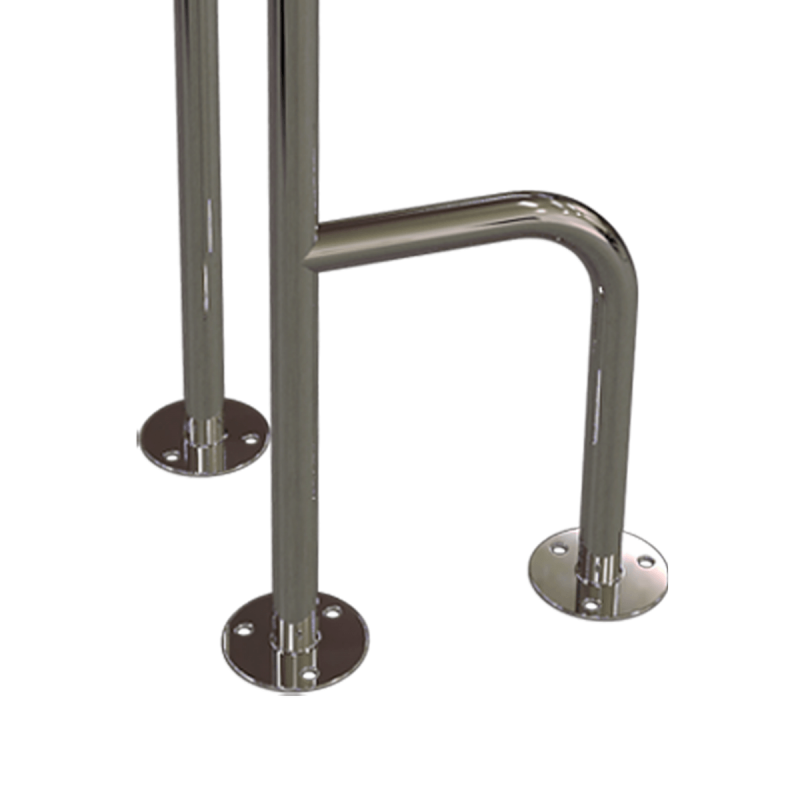WC - Stützgriff für barrierefreies Bad zur Bodenmontage links 80 cm hoch aus rostfreiem Edelstahl ⌀ 25 mm