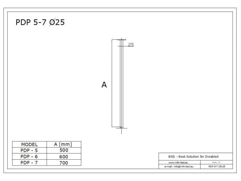 Deckenbefestigung für Duschvorhangstange 60 cm 