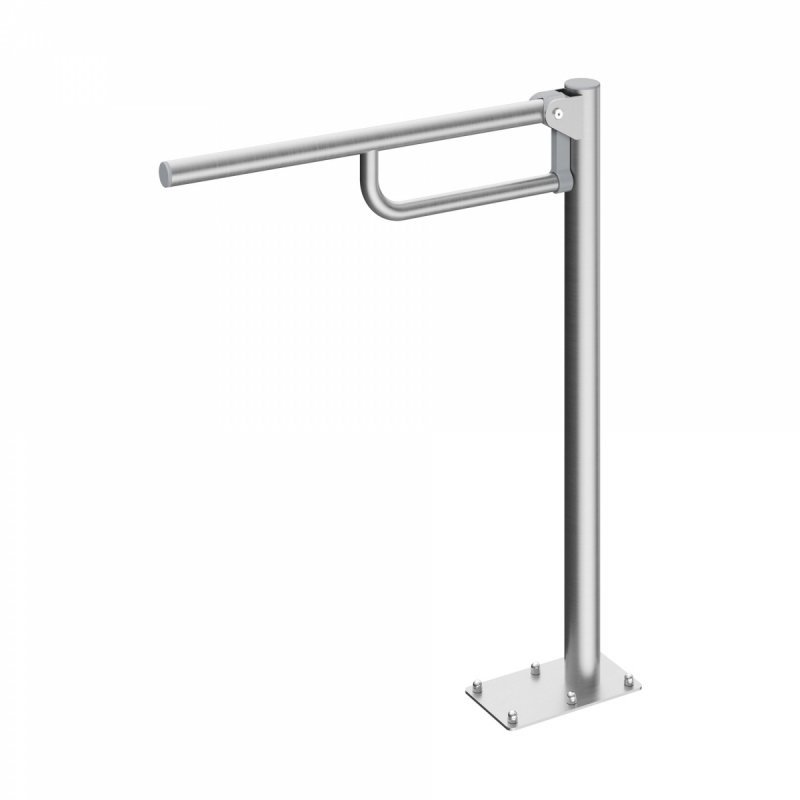 WC Klappgriff freistehend für barrierefreies Bad 60 cm aus rostfreiem Edelstahl ⌀ 25 mm