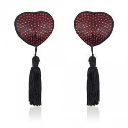 Bielizna-Heart shine nipples tassels (rosso)