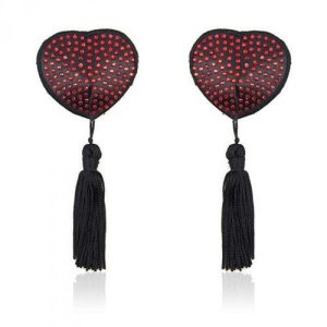Bielizna-Heart shine nipples tassels (rosso)