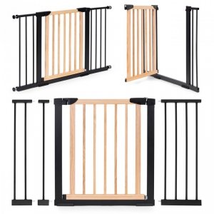 Bramka barierka zabezpieczająca 74-100 cm na schody i drzwi metal drewno dodatkowe panele