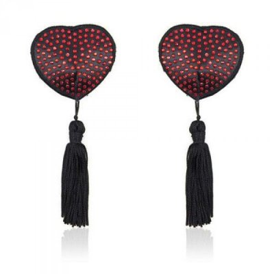 Bielizna-Heart shine nipples tassels (rosso)