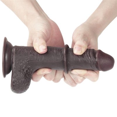 7&#039;&#039; Sliding Skin Dual Layer Dong - Black