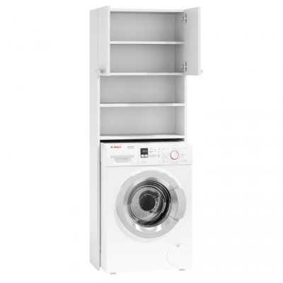 Szafka na pralkę łazienkowa biała szafka z półkami 183 cm ModernHome
