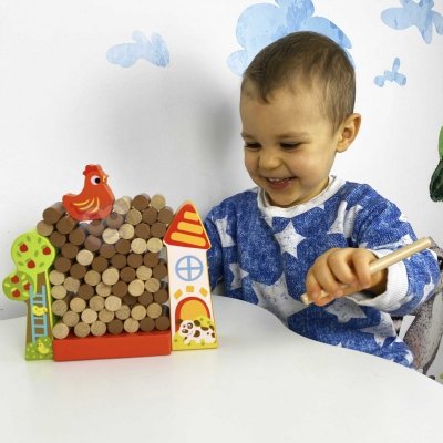 TOOKY TOY Drewniana Gra Zręcznościowa Spadający Kurczak