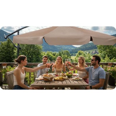 Parasol ogrodowy składany 6 segmentowy 350 cm z pokrowcem Plonos PL-880