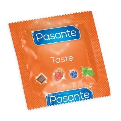 Prezerwatywa Pasante Taste. Aromatyzowane mięta, truskawka, czekolada i jagoda.