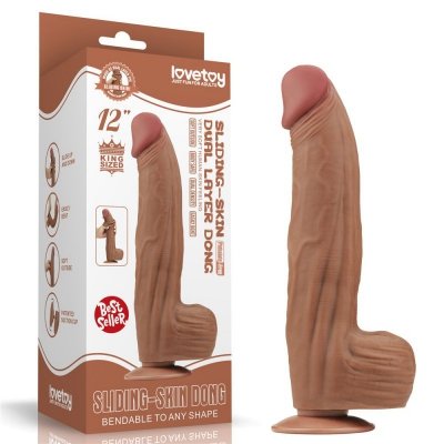 DILDO 12&#039;&#039; KING SIZED SLIDING SKIN DUAL LAYER DONG BRĄZOWY