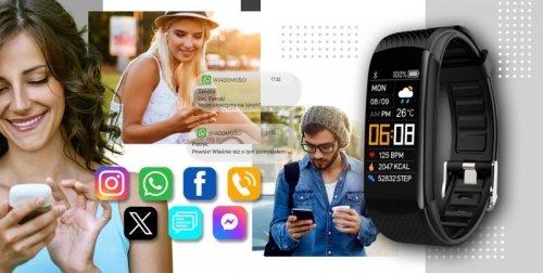 Smartband Giewont Fit&GO Duo GW200-2 - Black + Pasek Ice White