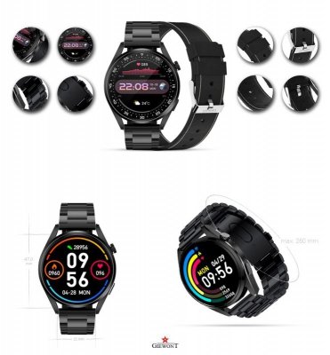 Smartwatch GIEWONT Vertex SmartCall GW450-2 Carbon/Carbon Leather