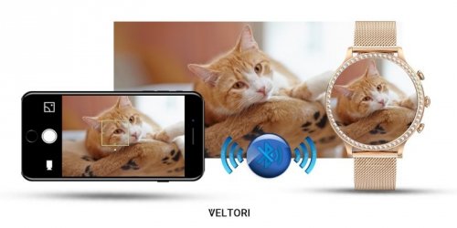 Smartwatch Damski VELTORI VT310-1 Złota Bransoleta + Różowy Pasek Silikonowy