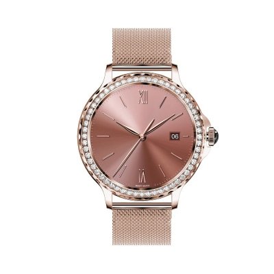 Smartwatch Damski VELTORI VT320-1 Złota Bransoleta + Różowy Pasek Silikonowy