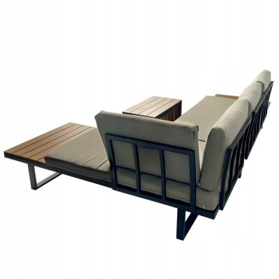 ZESTAW MEBLI OGRODOWYCH narożnik sofa stolik LEKKI komplet gród ALUMINIUM