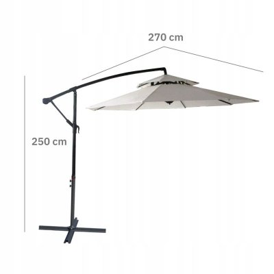 PARASOL OGRODOWY DUŻY SOLIDNY SKŁADANY 2,7 M Z WYSIĘGNIKIEM REGULACJA XXL