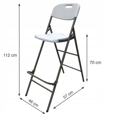KRZESŁO HOKER SKŁADANE BAROWE OGRODOWE TURYSTYCZNE CATERINGOWE BIAŁE 70cm