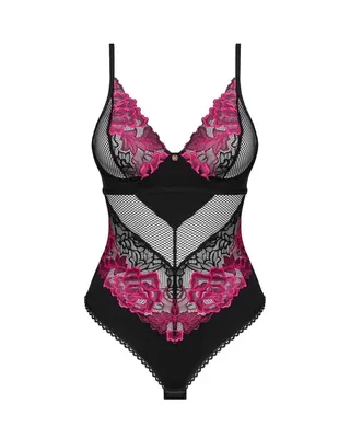 Obsessive - Seksowne Body Z Kwiatowej Koronki Rosenty XL/2XL