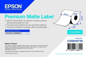 Premium Matte Label - Continuous Roll: 203mm x 60m
