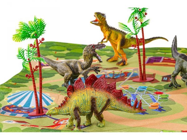 Zestaw Figurek Dinozaurów w kuferku + mata, Dinozaury 9 sztuk
