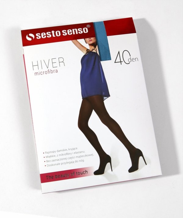 Rajstopy Hiver 40 DEN jeans Sesto Senso