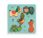 Djeco, drewniane puzzle, kolorowe zwierzątka