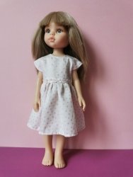 Olimi, sukienka dla lalki Paola Reina, 32cm,  srebrne kropki