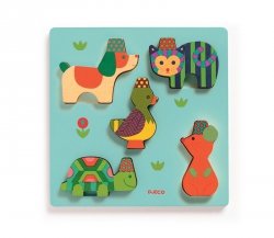 Djeco drewniane puzzle kolorowe zwierzątka