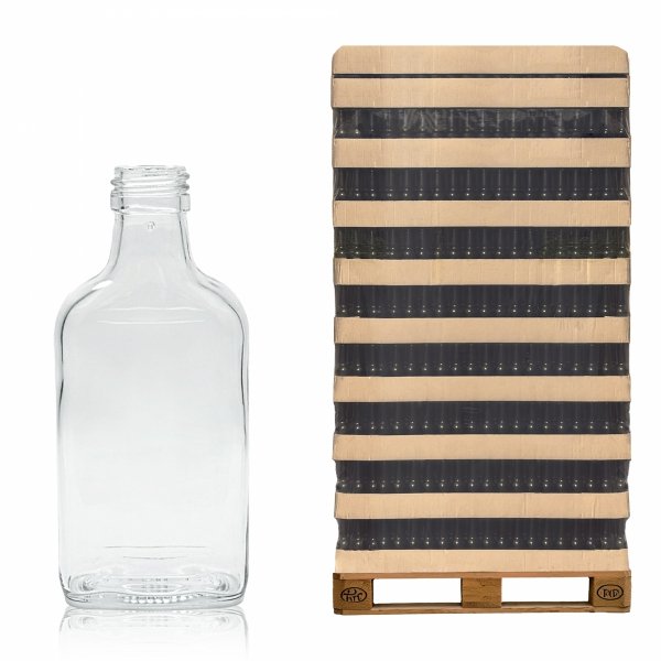 Szklana butelka PIERSIÓWKA 200 ml (68.5 mm) na alkohol – paleta 1872 szt. idealna dla hurtu.
