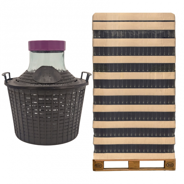 Balon Demijohn 10L z koszem i zamknięciem - Paleta 30 szt.