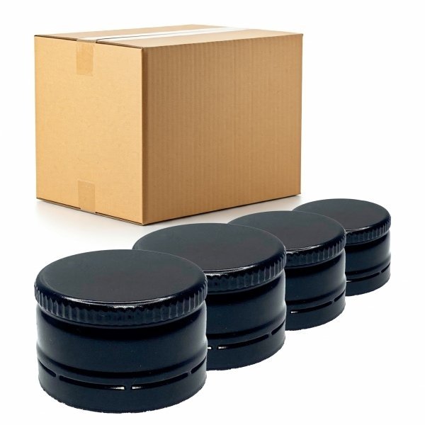 Zakrętki FI 28/18 Gwintowane Czarne - Karton 4800 szt