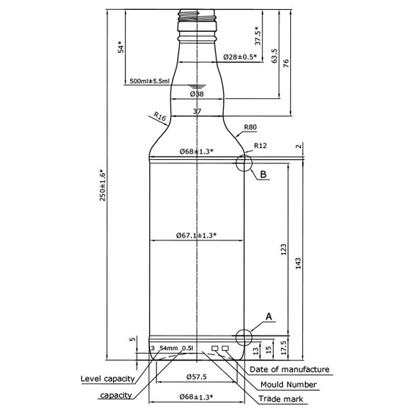 Monopol Bottle 500 ml – glass for alcohol and spirits