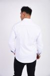 Koszula męska Slim CDR40 - biała w wstawkę w kwiatowy wzór